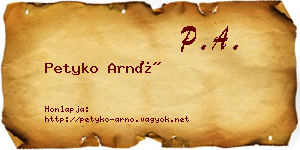 Petyko Arnó névjegykártya